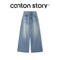 Cantonstory Vintage High Waist Wide Leg Jeans