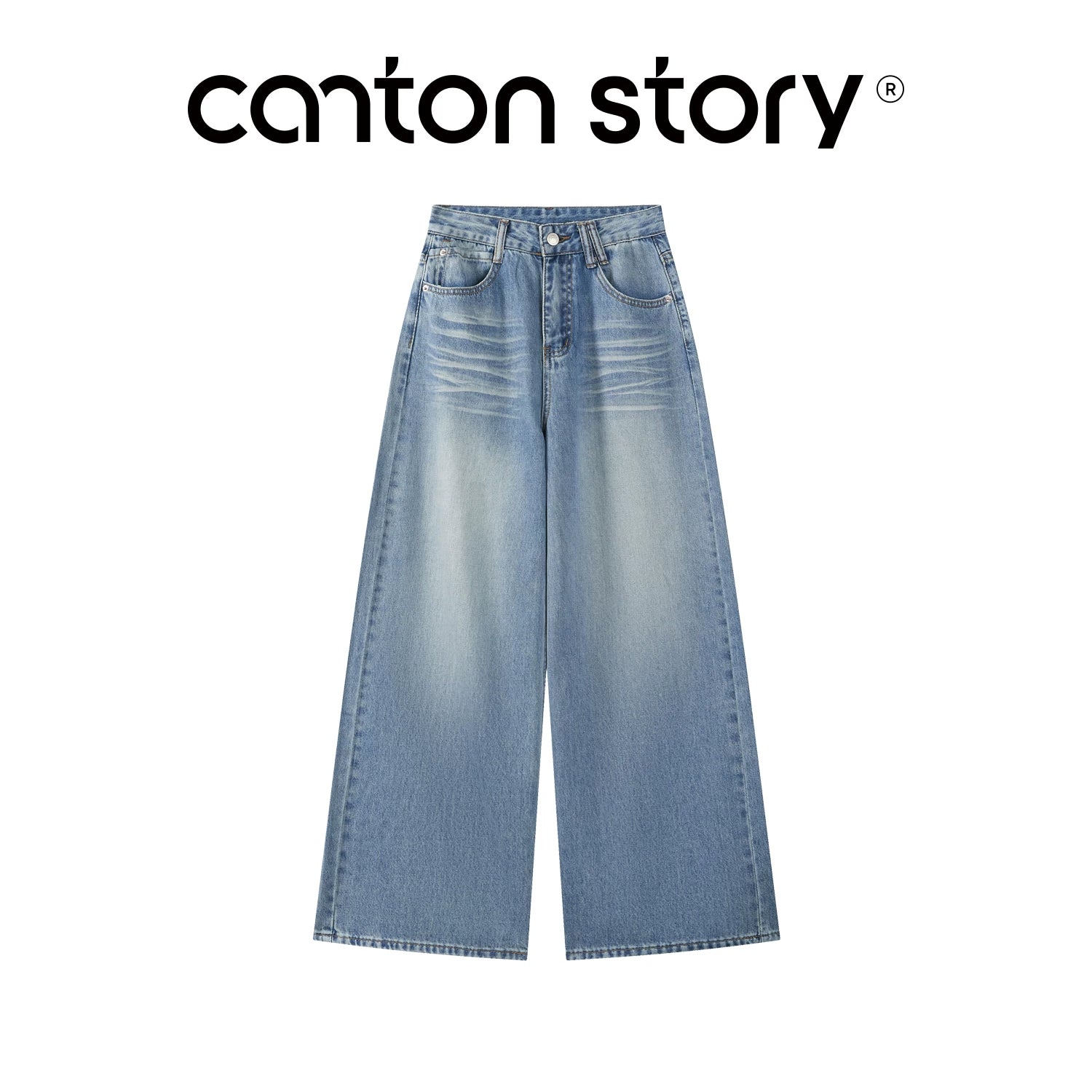 Cantonstory Vintage High Waist Wide Leg Jeans