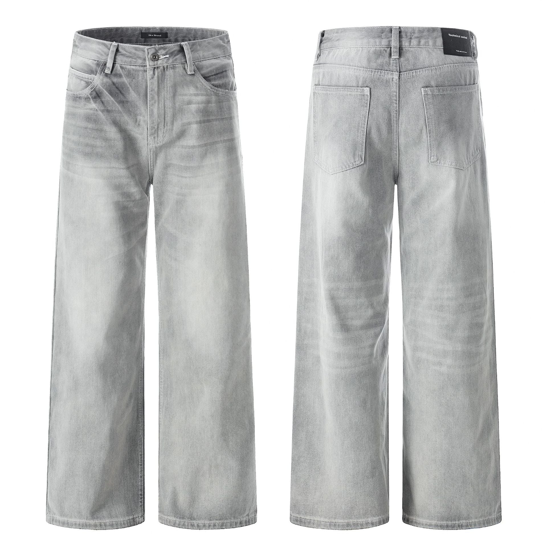 11KN Wide-Leg Washed Relaxed Straight Jeans