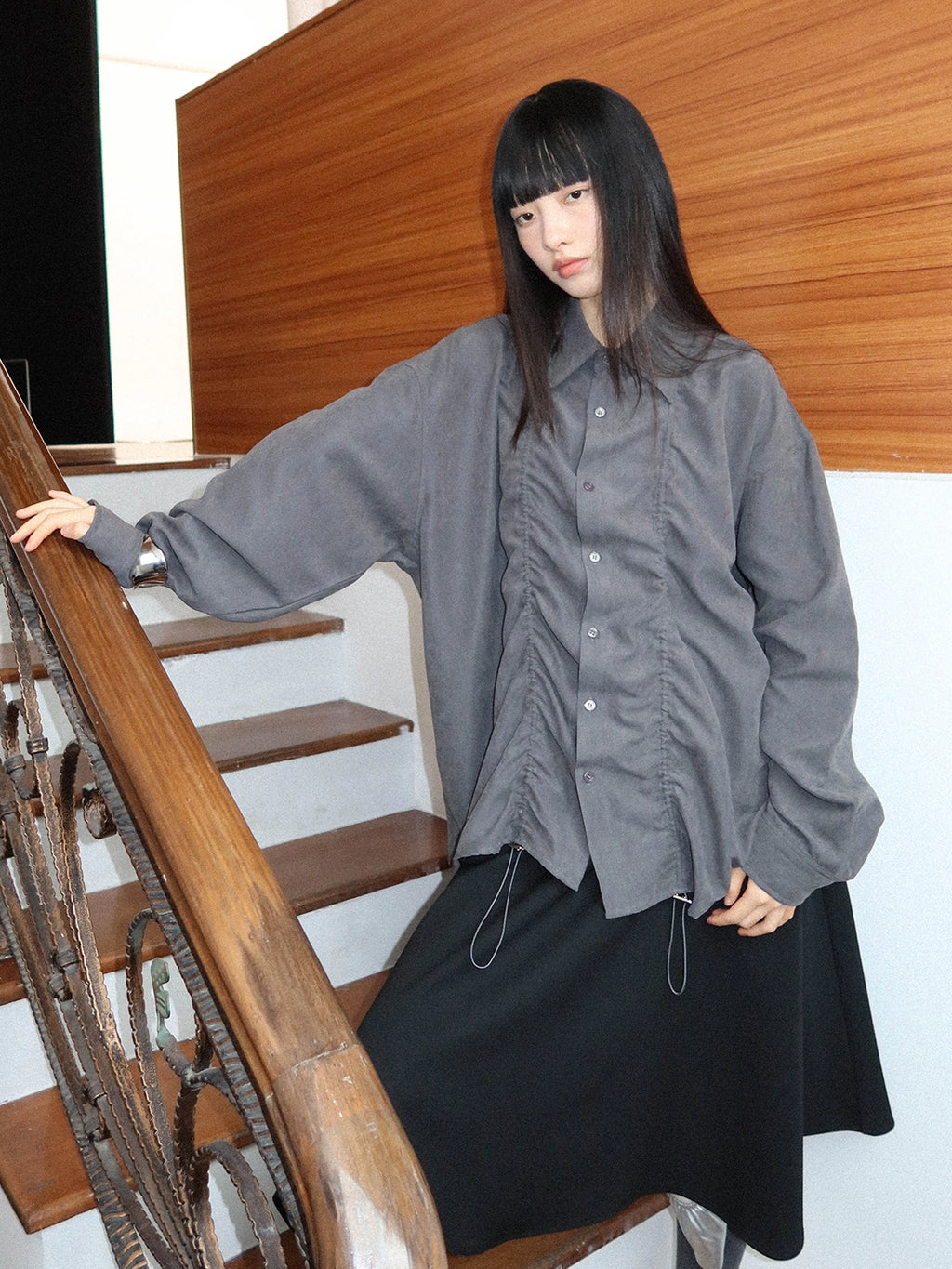 FUNKYFUN Loose Large Version Long-sleeved Shirt Jacket