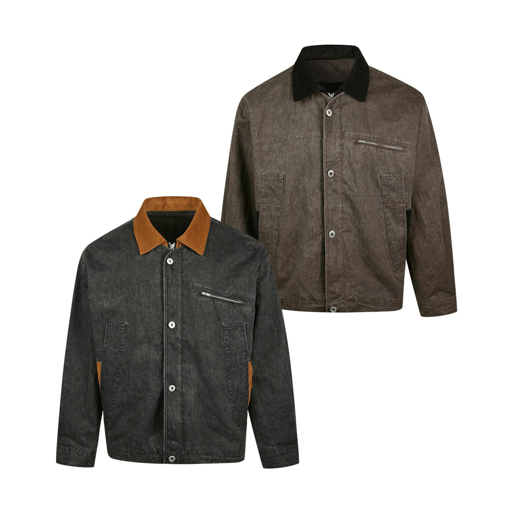 EME Retro Corduroy Lapel Short Wide Thin Jacket