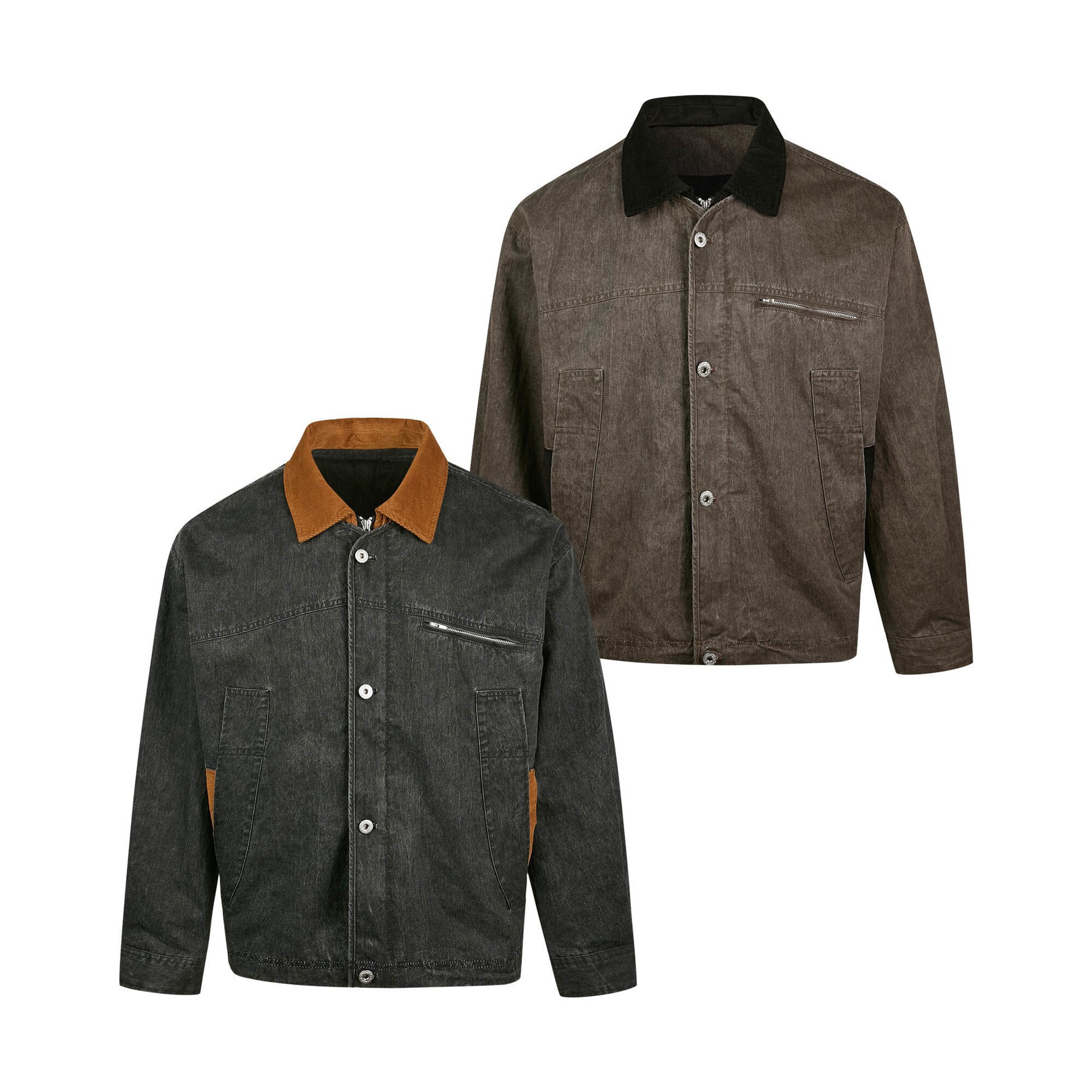 EME Retro Corduroy Lapel Short Wide Thin Jacket