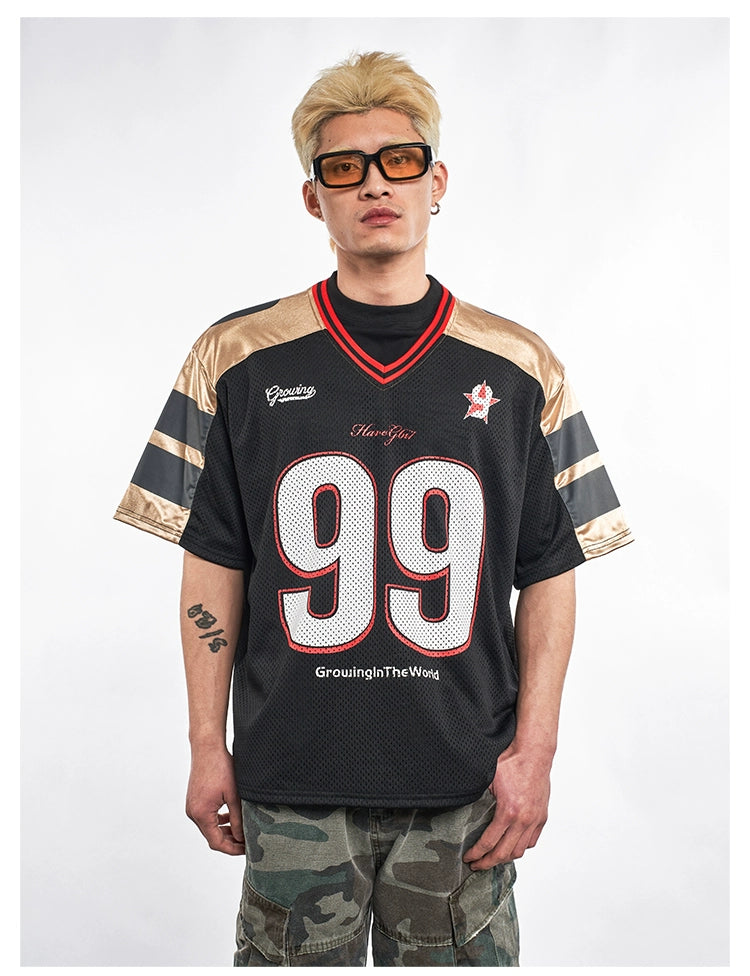 MT99 Letter Jersey Mesh Breathable Tee