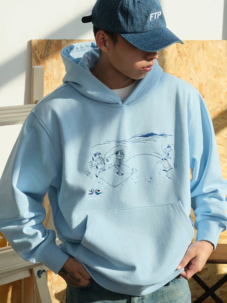 Battles Comic Embroidered Hooded Sweater