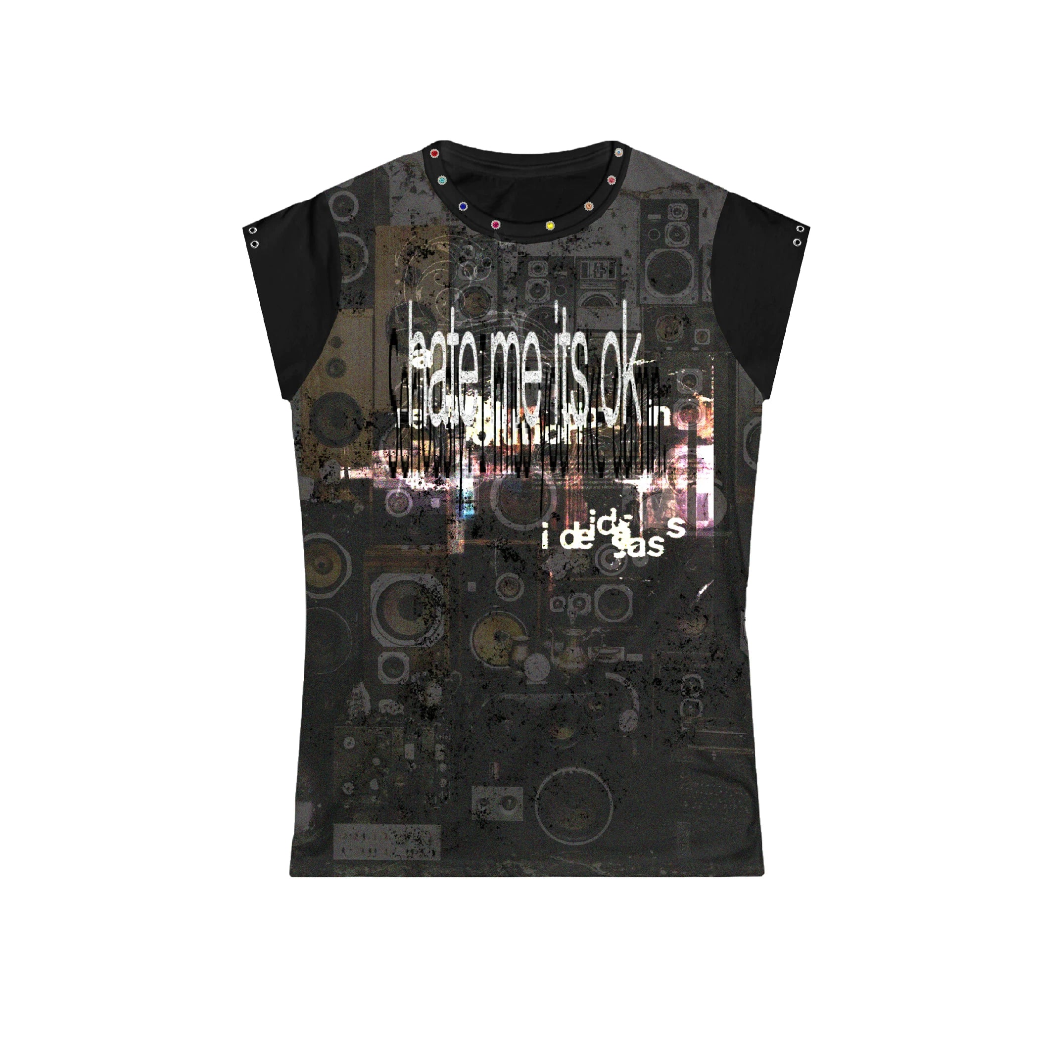 PAIKI Retro Rivet Casual Round Neck Tee