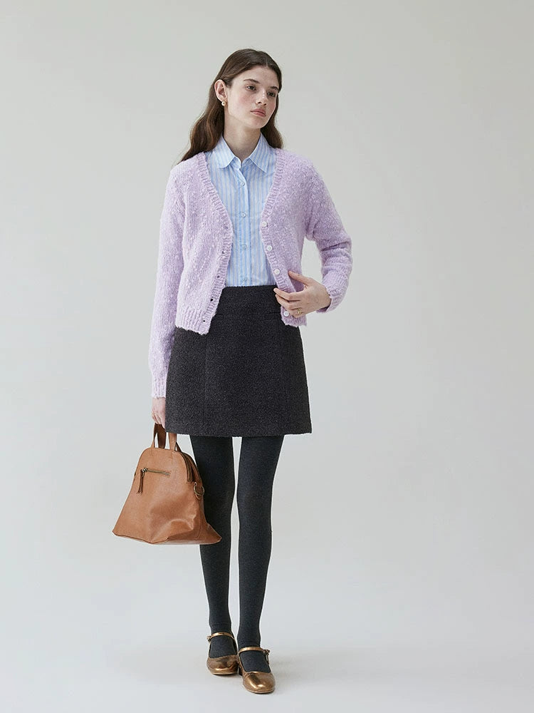 VOOEV Neck Wool-knitted Cardigan