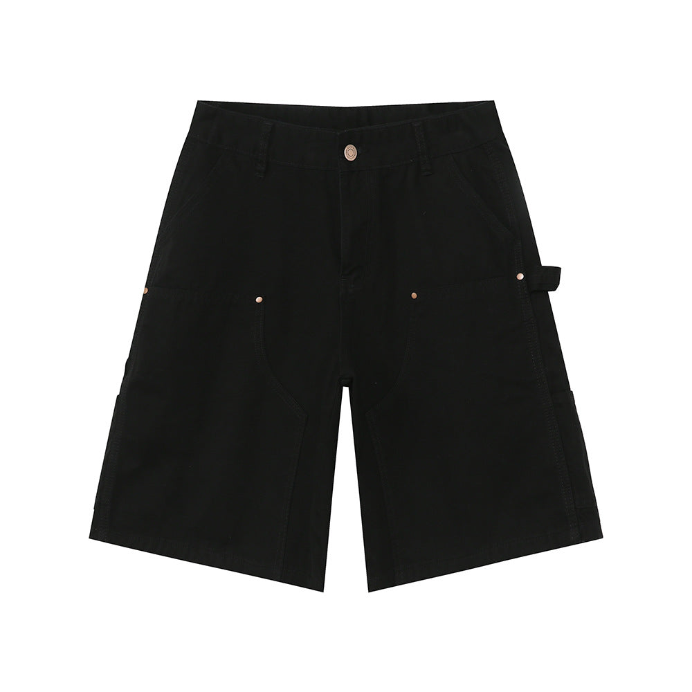 MTLCLOTHES Multi-pocket Workwear Casual Five-point Jeans