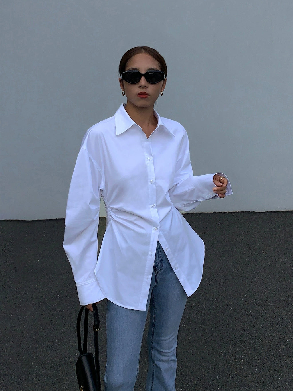 NEVA HU Waist Slim-fitting Long-sleeved Shirt