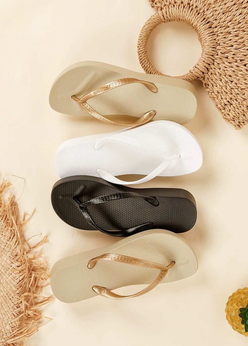 Hotmarzz Thick-soled Outer Wear Non-slip Slope Heel Pinch Foot Beach Cool Slippers