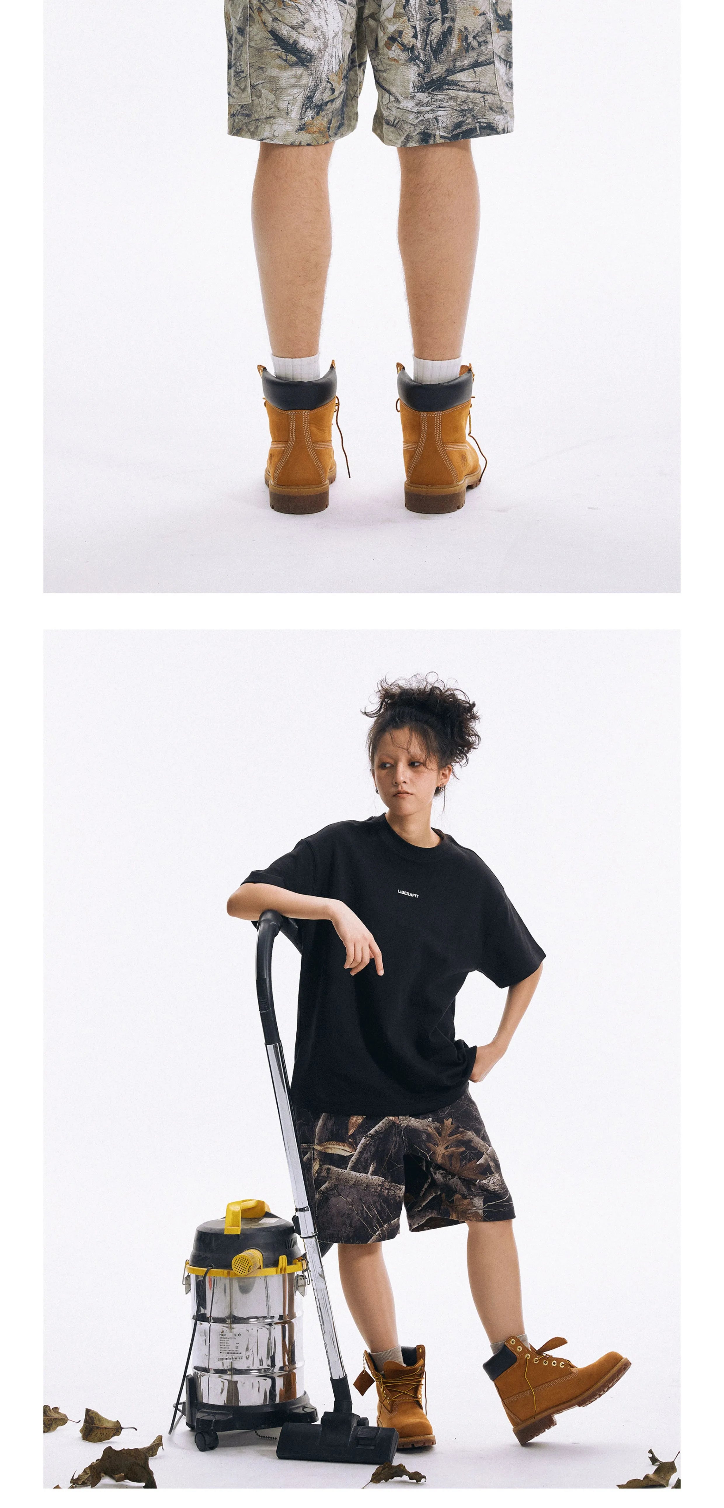 LIBERAFIT Camouflage, Wash Damage, Tooling Shorts