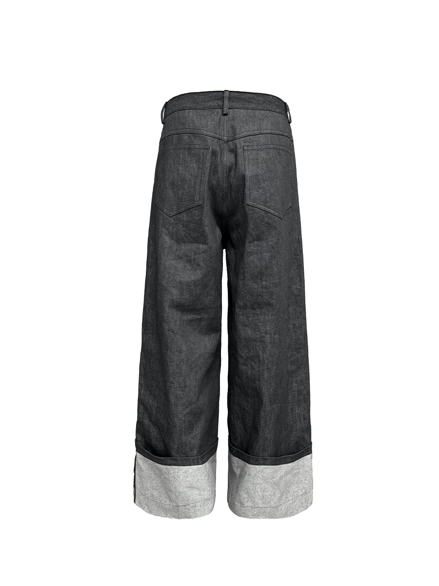 JCAESAR Flanged Beef Wide-leg Jeans