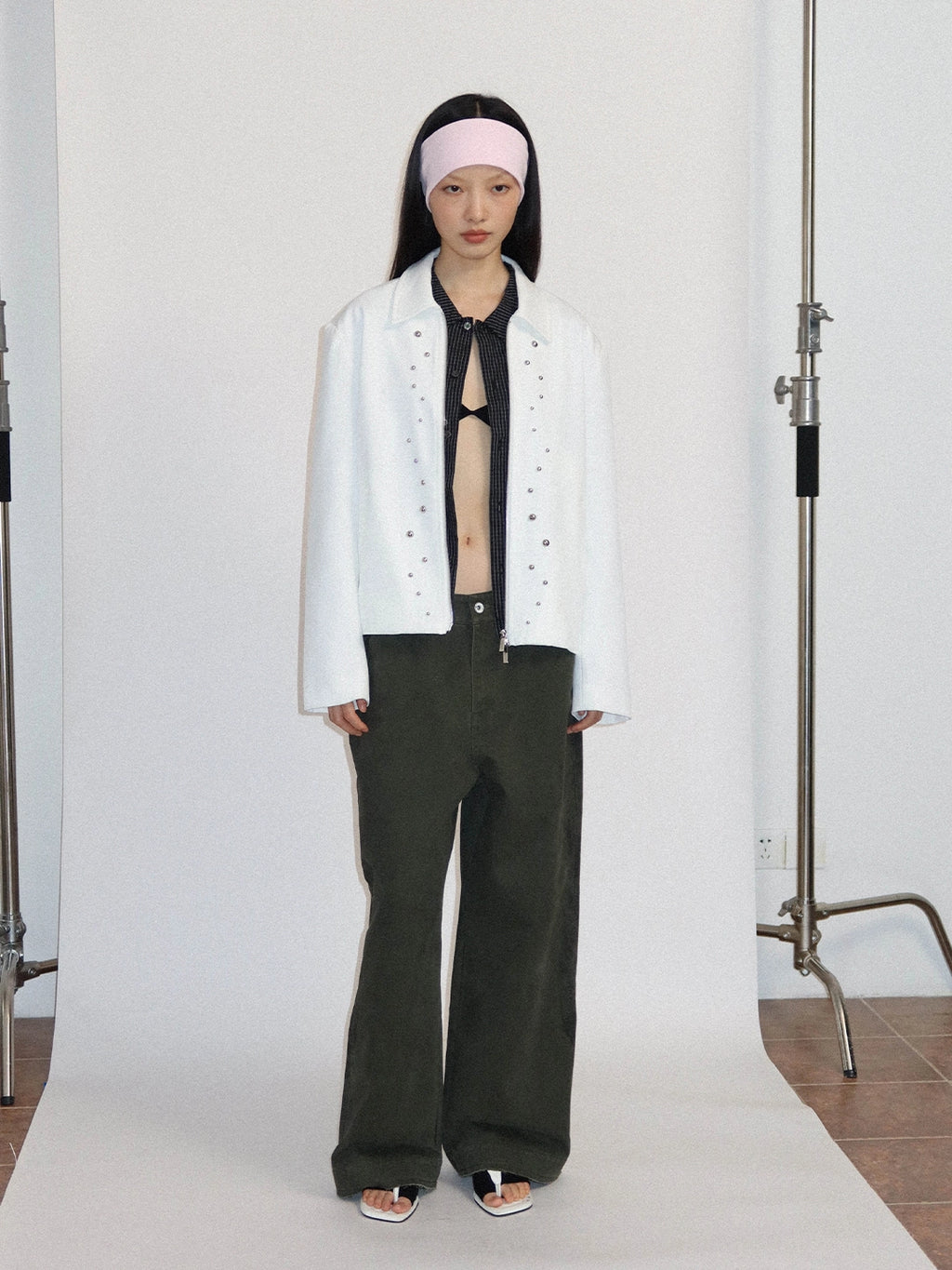 FUNKYFUN Irregular Semi-round Rivet Suit Jacket