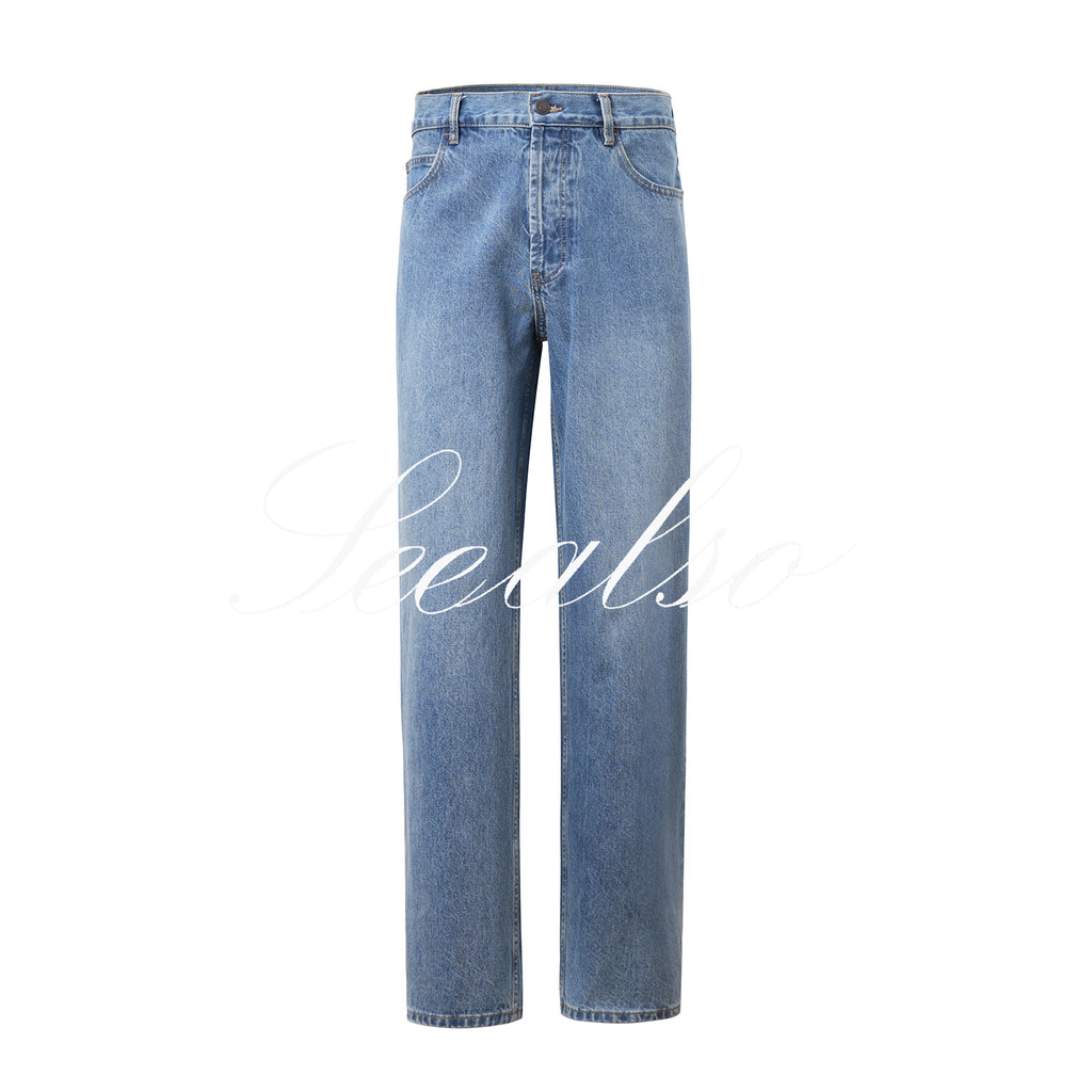 SEE ALSO "25 New Blue Bull King" Slack Minimalist Old Money Premium Blue Straight Jeans SA019