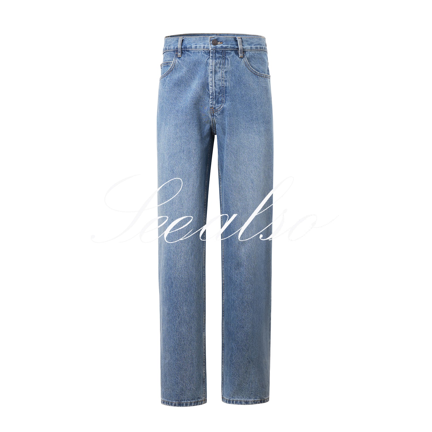 SEE ALSO "25 New Blue Bull King" Slack Minimalist Old Money Premium Blue Straight Jeans SA019