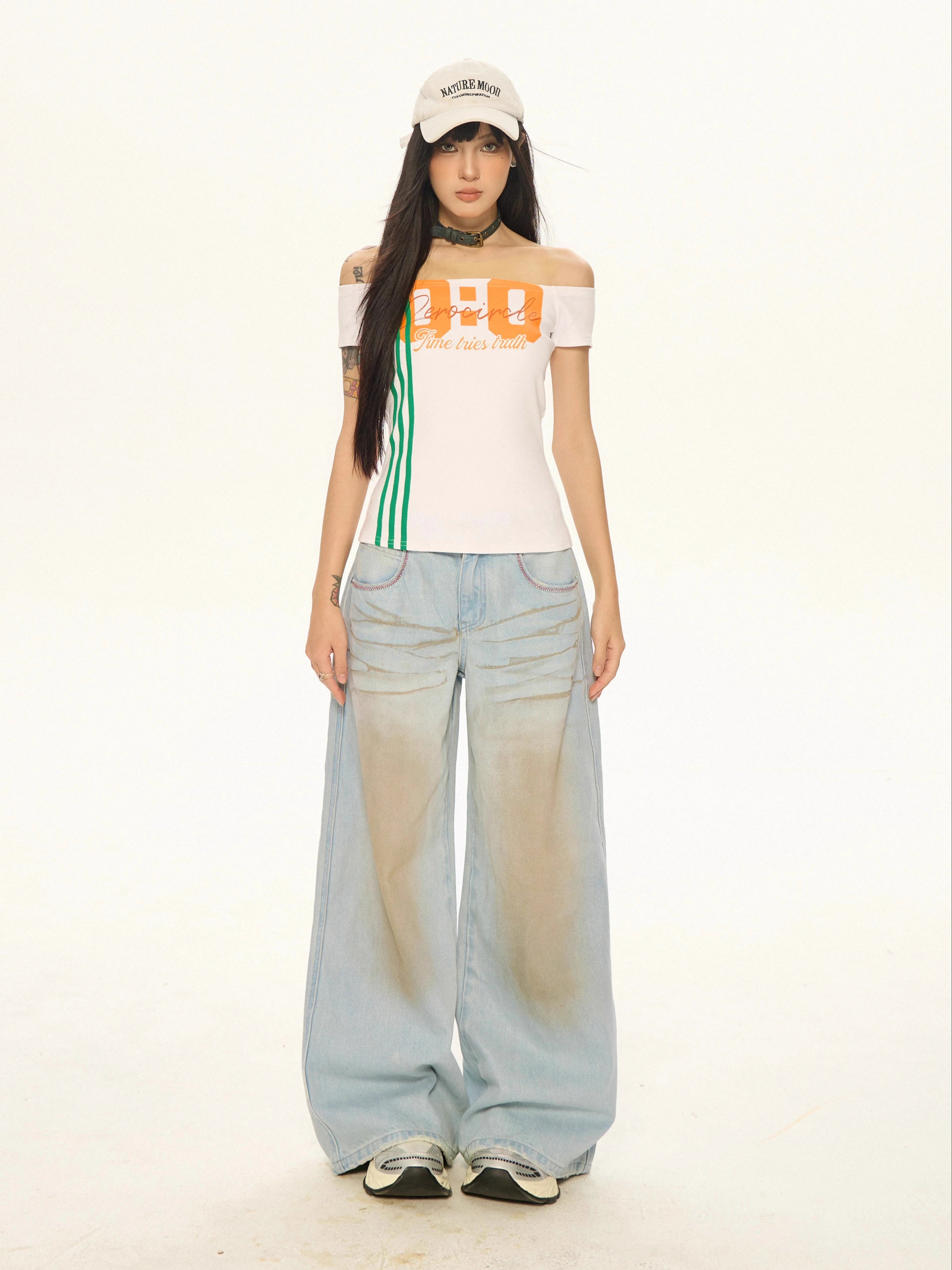 Zero Word Shoulder Slim and Thin Printed Tee