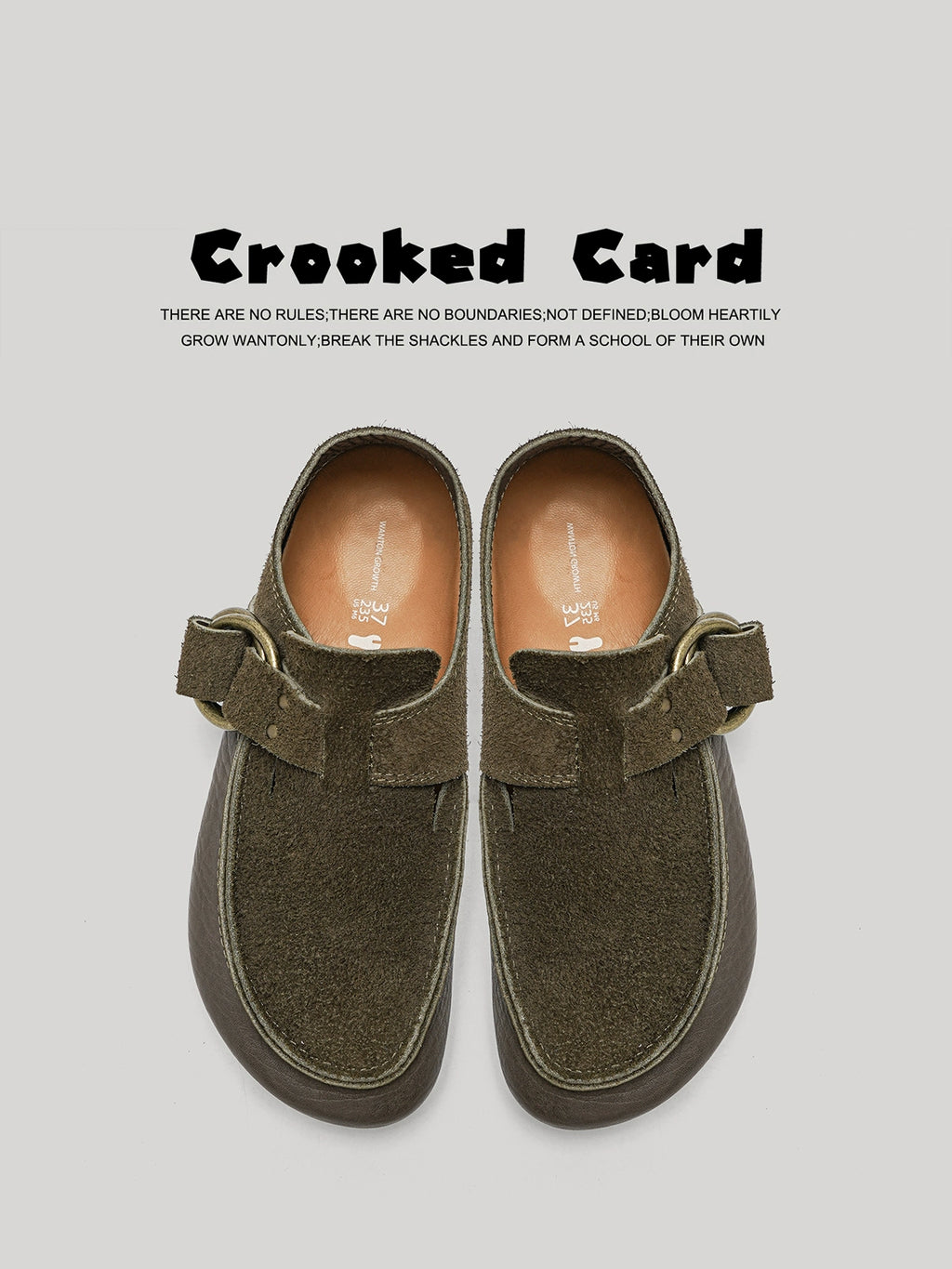 CrookedCard One-pedal Casual Leather Shoes, Bison Leather Birkenstocks