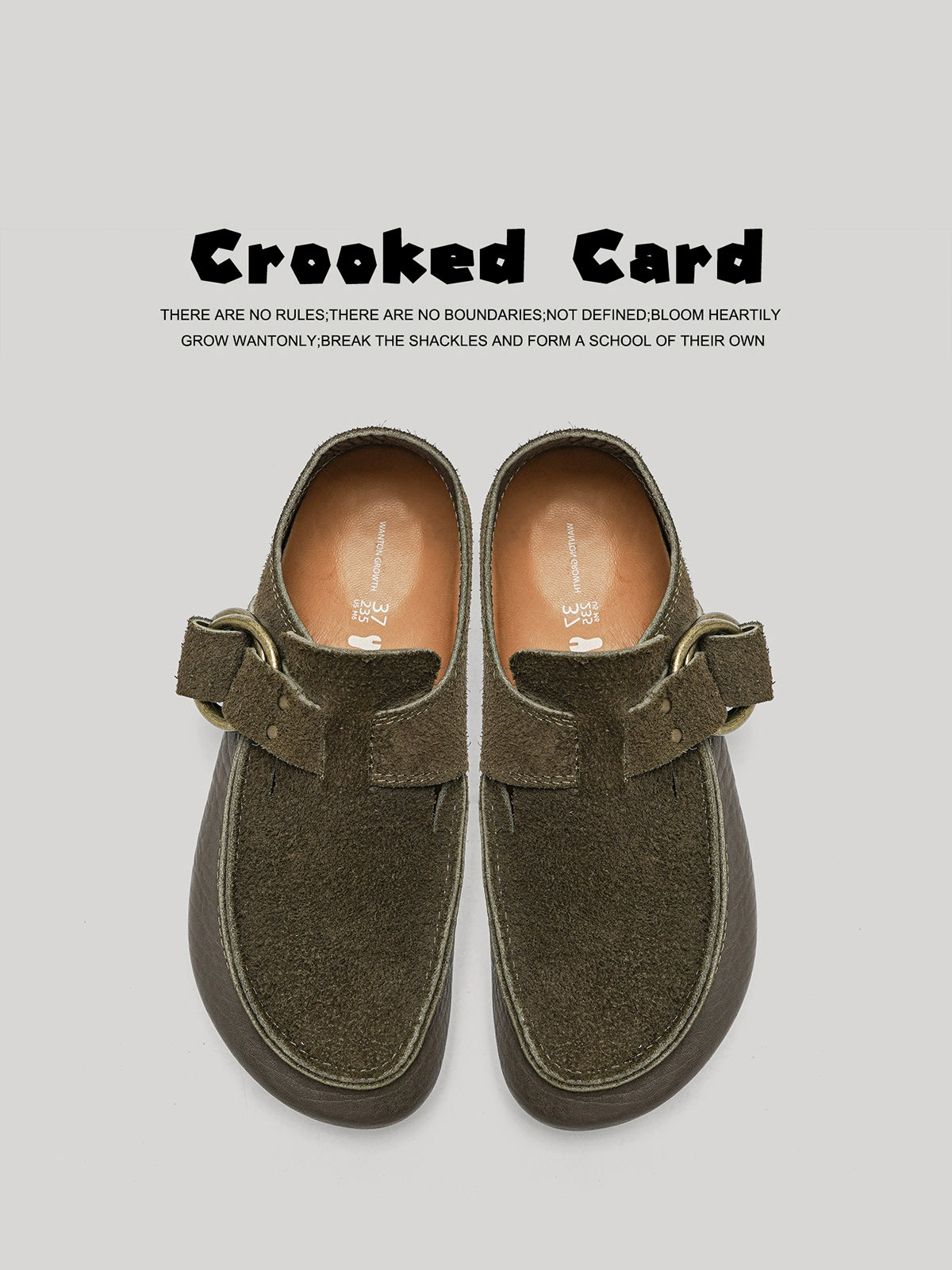 CrookedCard One-pedal Casual Leather Shoes, Bison Leather Birkenstocks