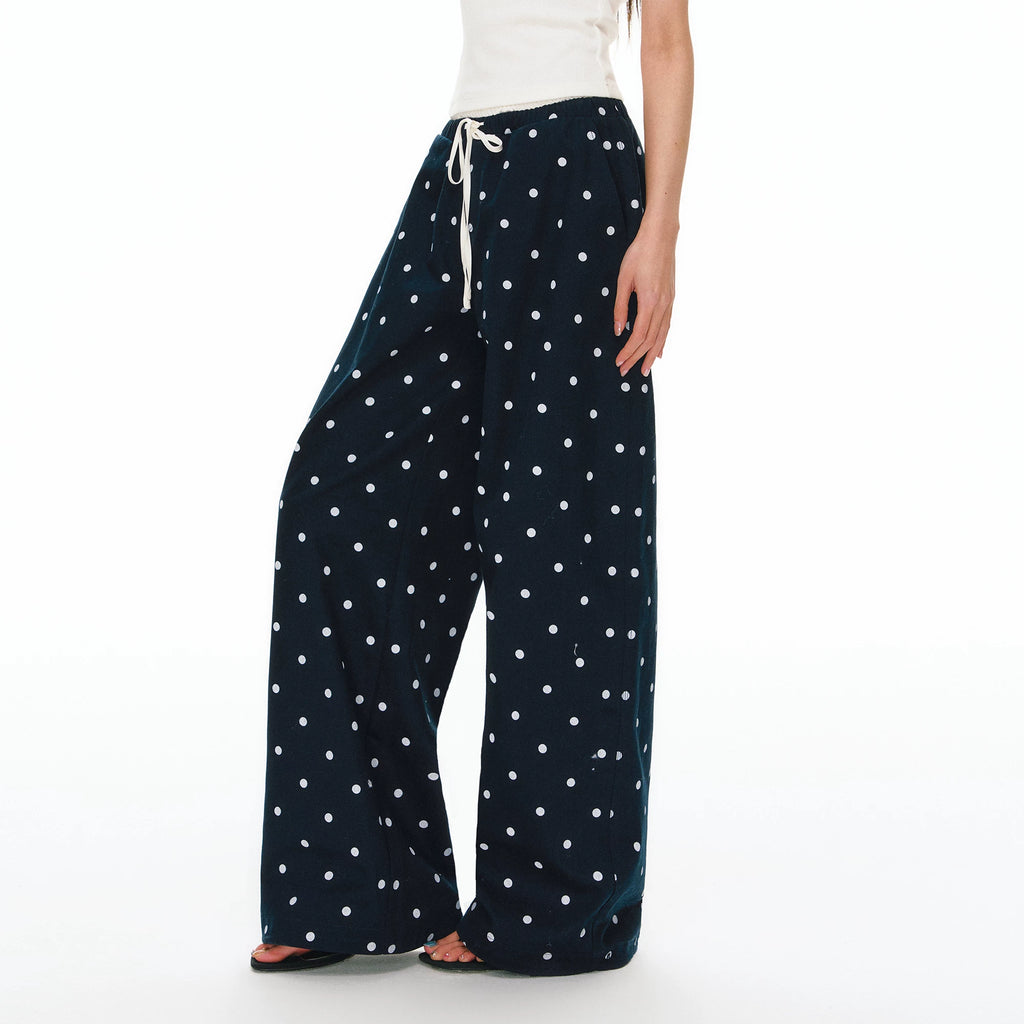 Ariseism Vintage Wide Leg Polka Dot Casual Pants