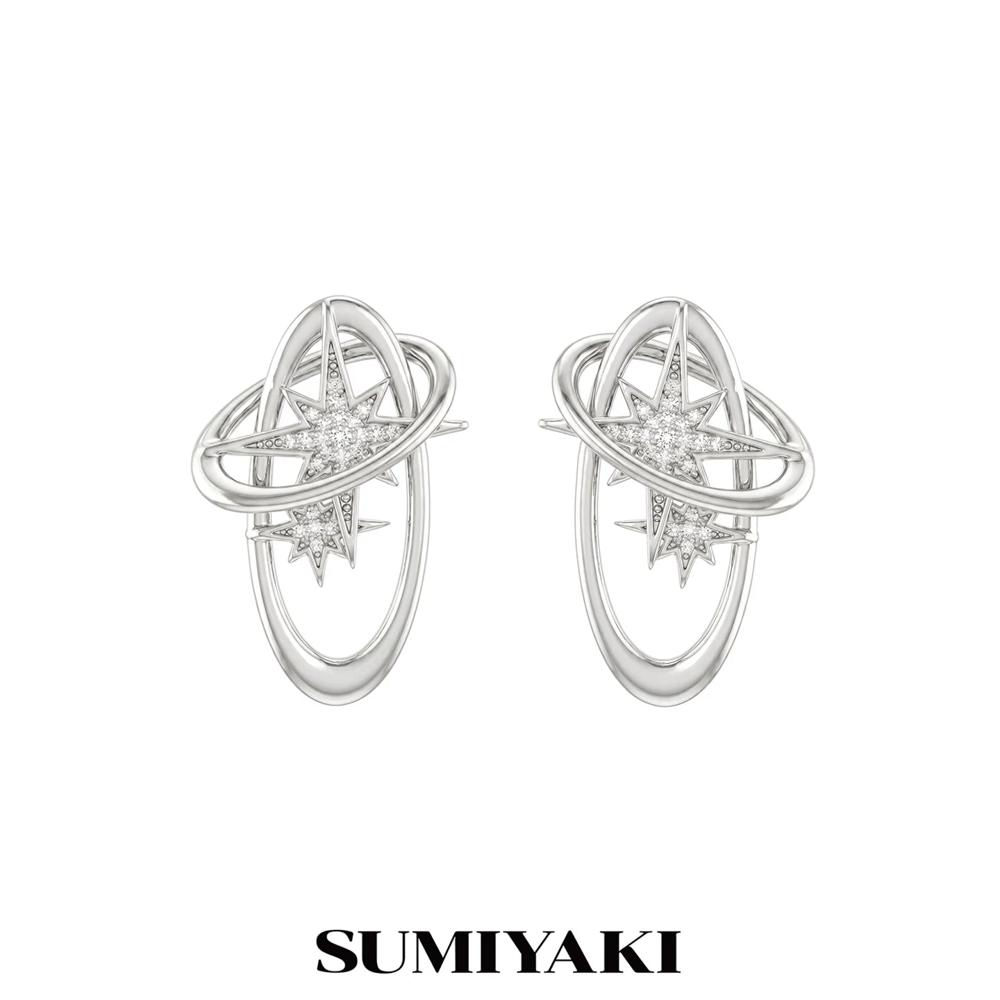 SUMIYAKI Premium Feeling Full Diamond Stud Earrings