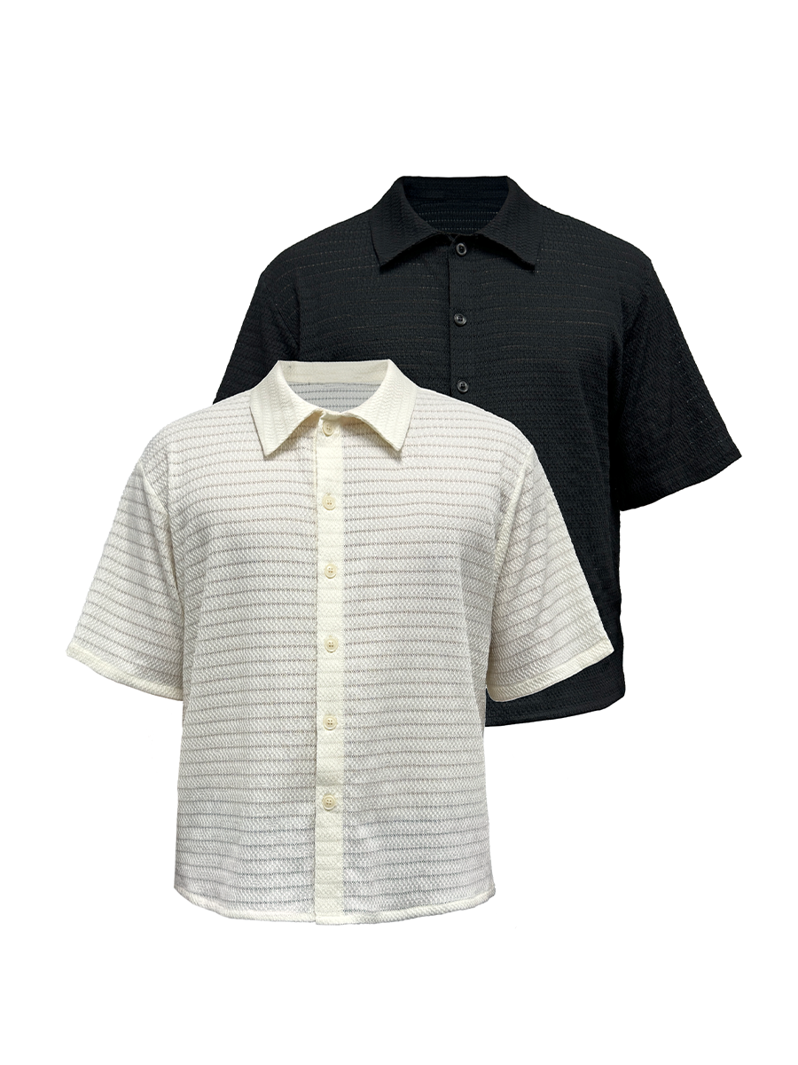 JCAESAR Skeleton Striped Short-sleeved Shirt