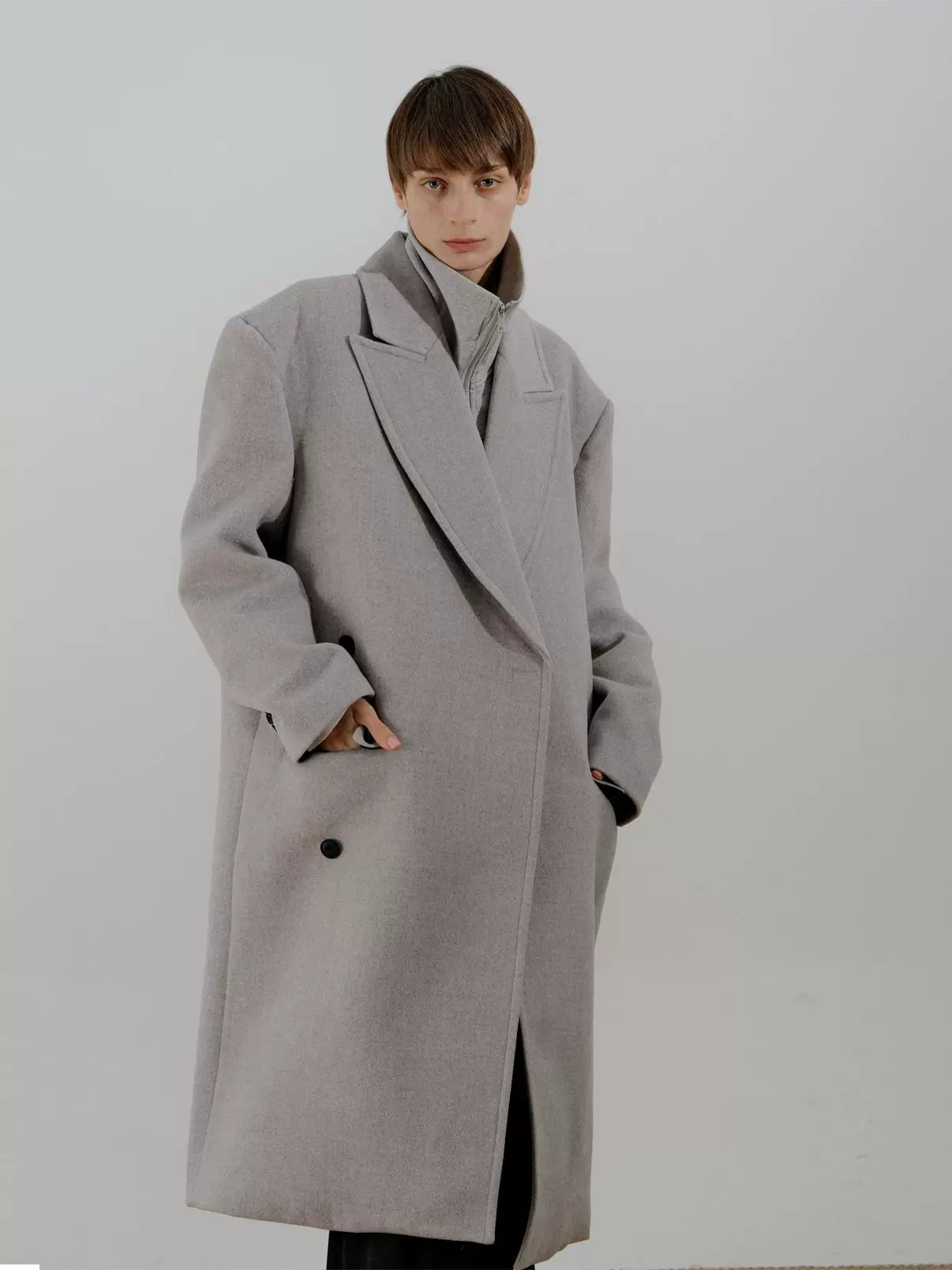 COLN Single-breasted Woolen Coat
