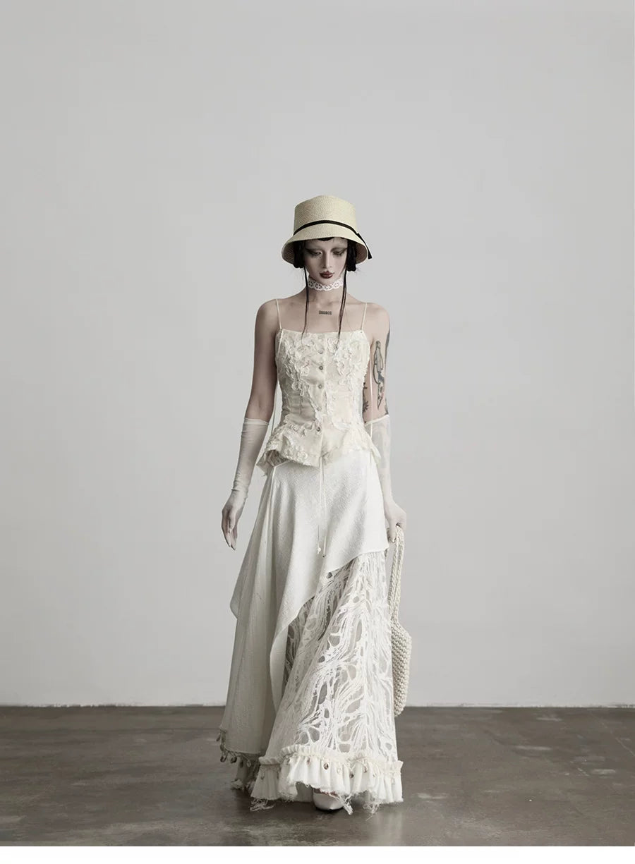 INDULGE Fringed Flower Mesh Skirt