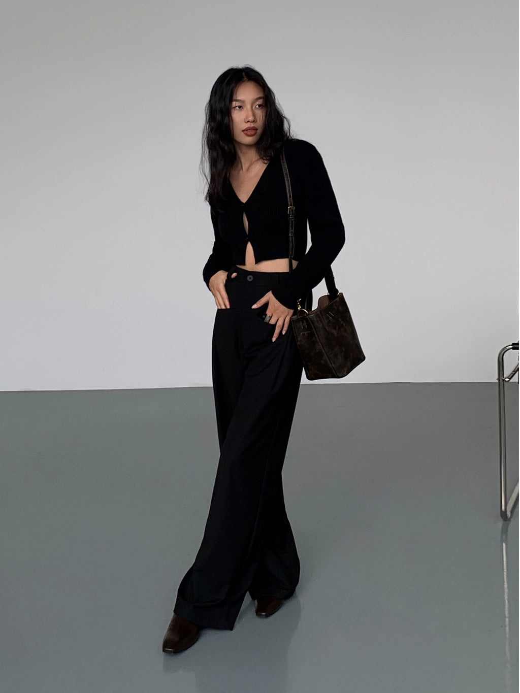NEVA HU High-waisted Straight-leg Suit Pants