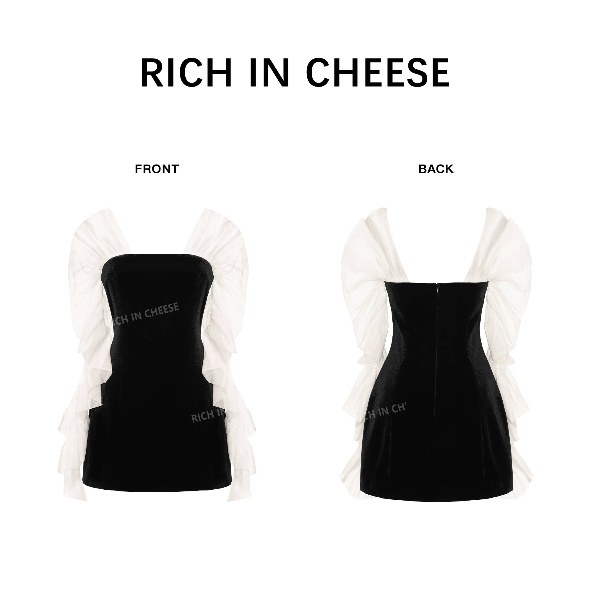 RICH IN CHEESE Pull-pleated Mesh Waist Dress