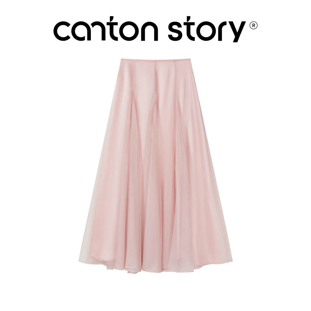 Cantonstory Versatile Mesh High Waist Skirt