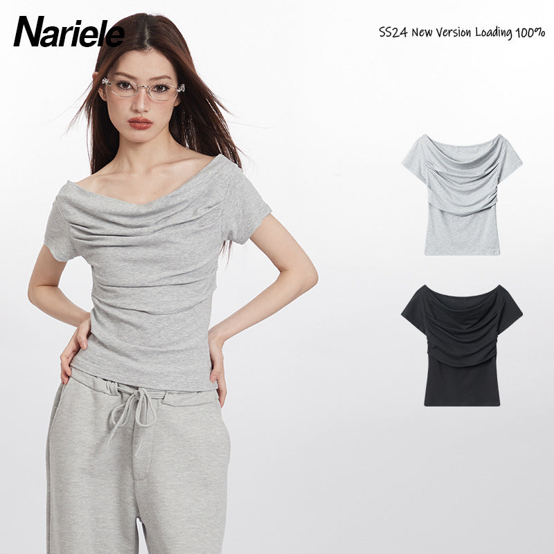 Nariele Sexy Pleated Slim Short Tee