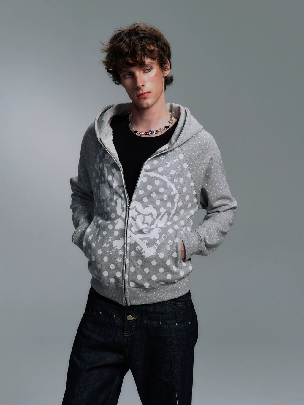 PAIKI Polka Dot Earphones Skull Music Note Jacket