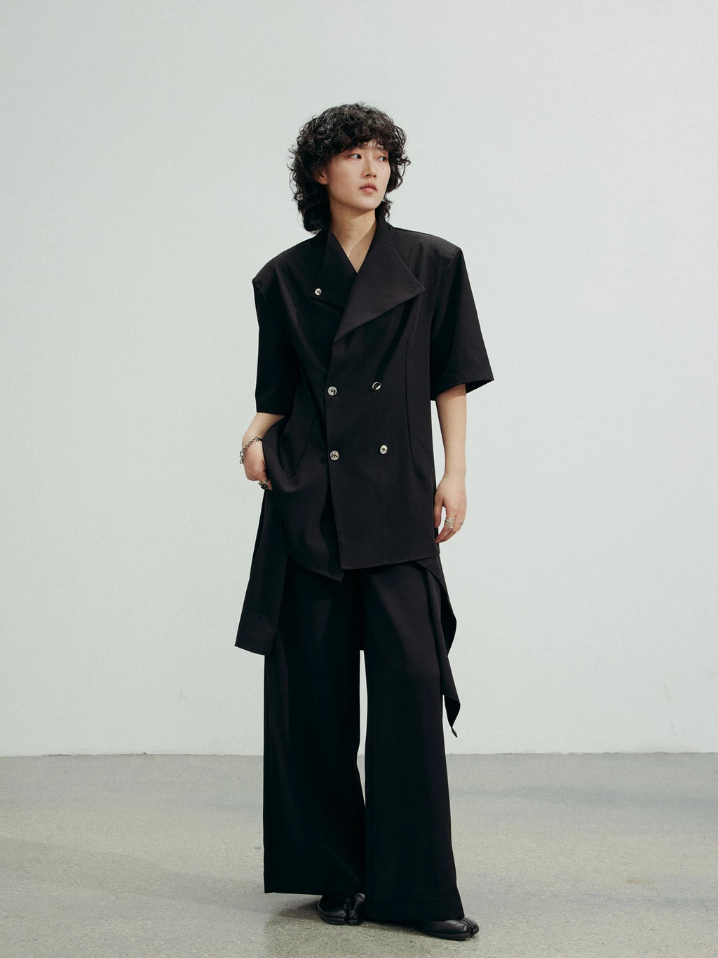 SUNYVONNE Vintage Double-breasted Blazer