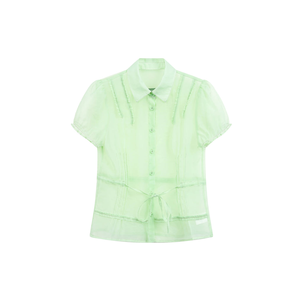 JIKOO Lace Drawstring Thin Shirt