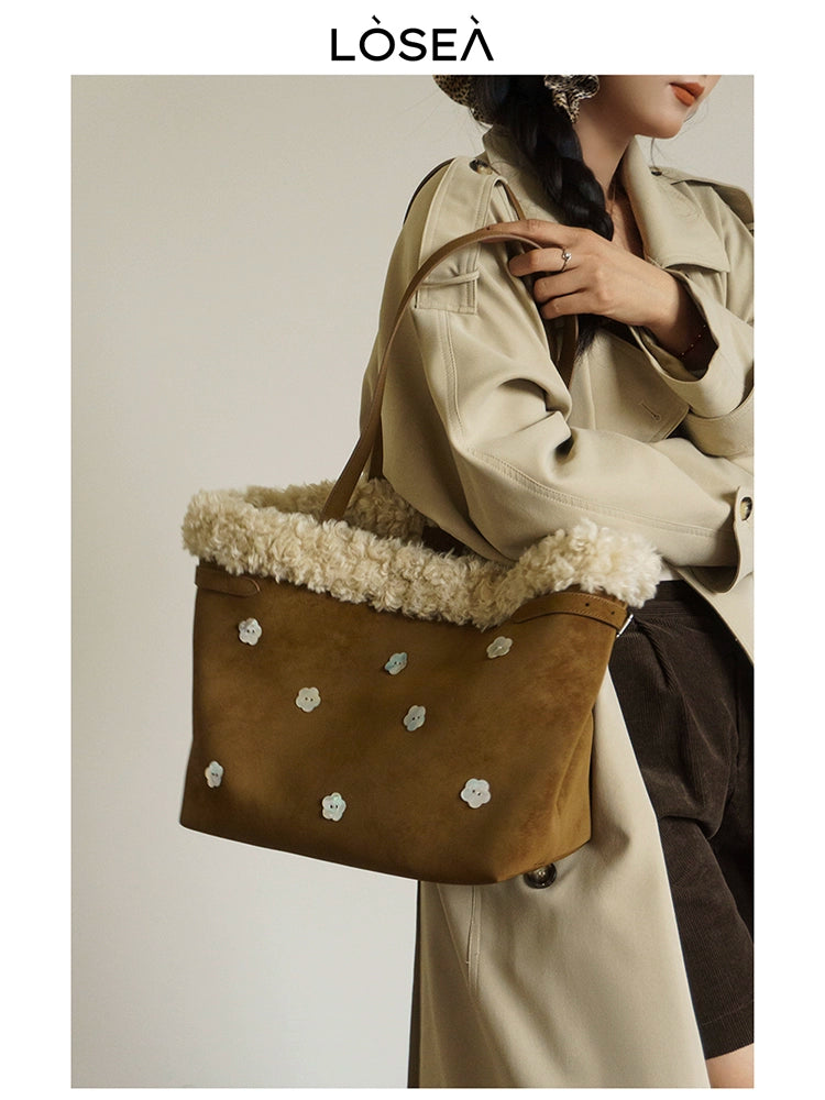 LOSEA Plush Large Capacity Tote Bag