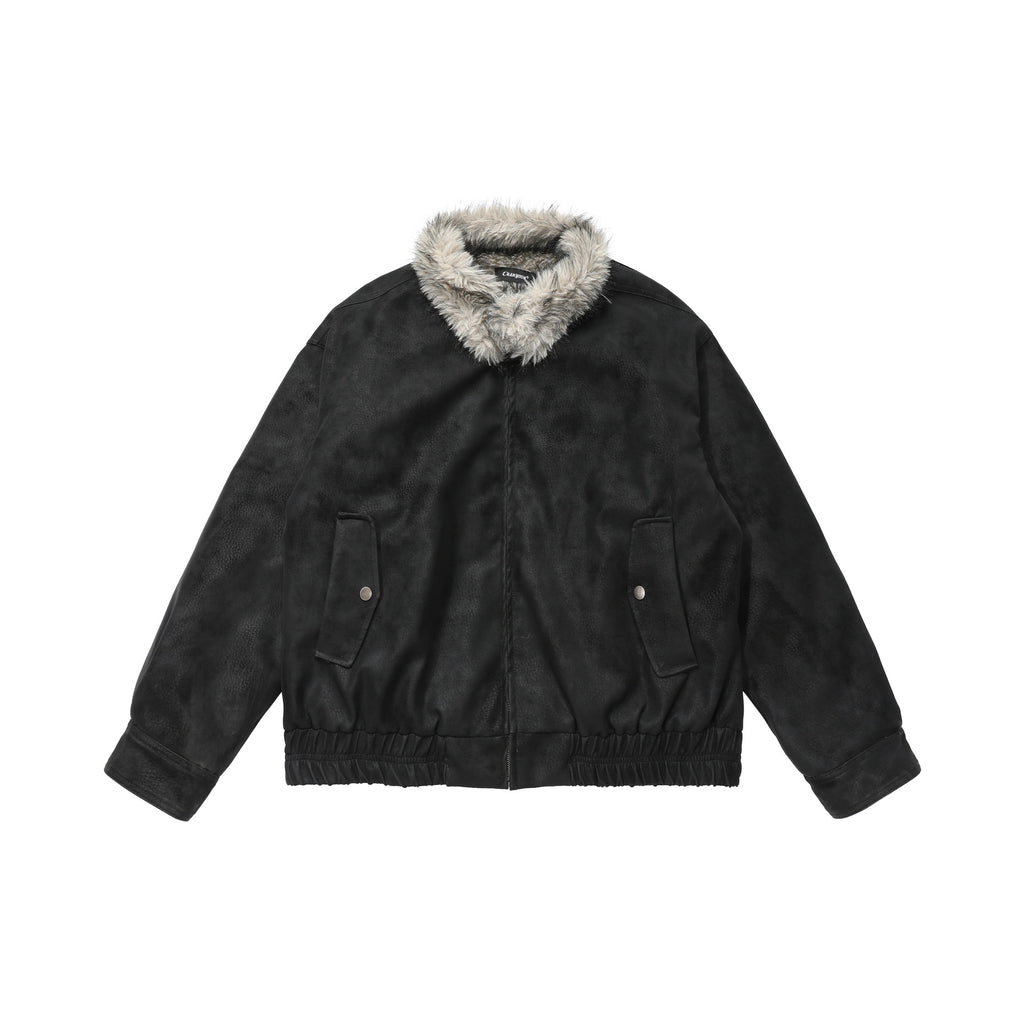 CHANYOOU Vintage Suede Fleece Collar Fleece Jacket