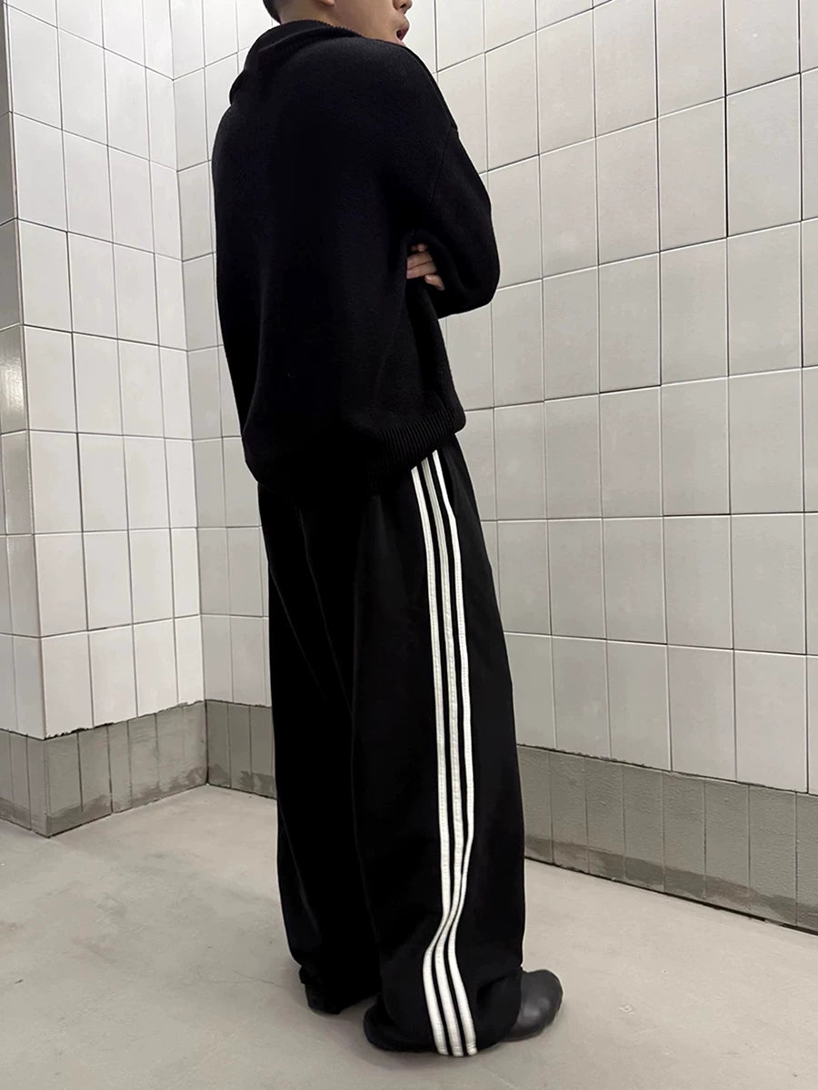 FTS Vintage Sport Embroidery Badge Loose Knitted Sweatpants