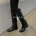 CHILIGIRL High Boots Belt Buckle Straight Boots