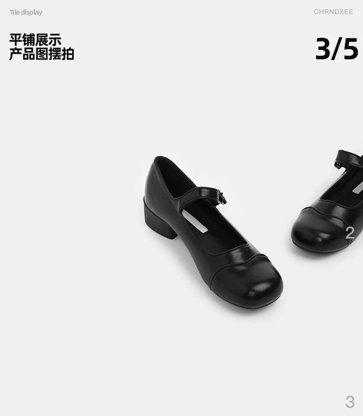 CHRNDXEE Retro Light Mouth Thick Heel Shoes