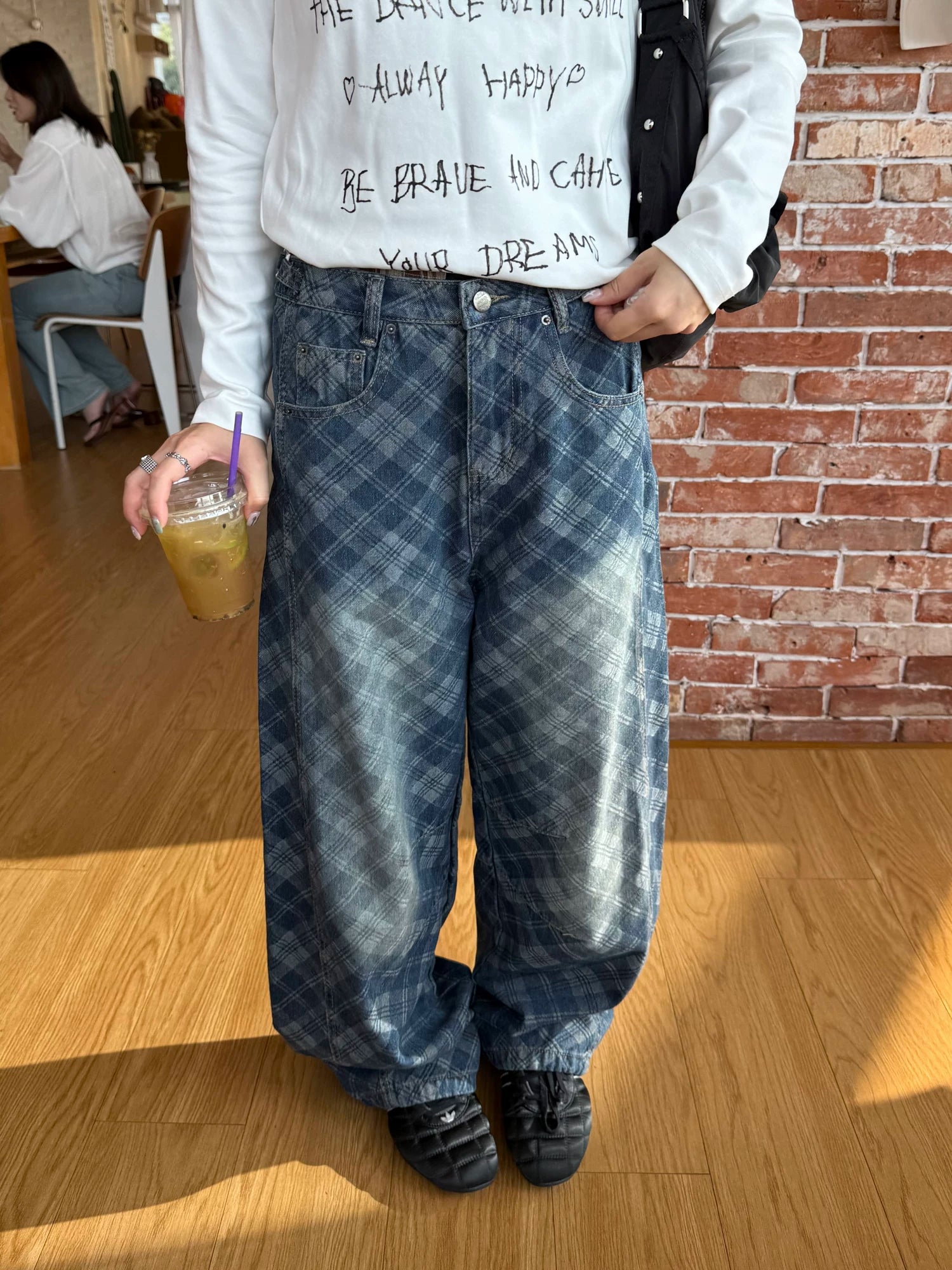CCYE Vintage Plaid Scimitar Jeans