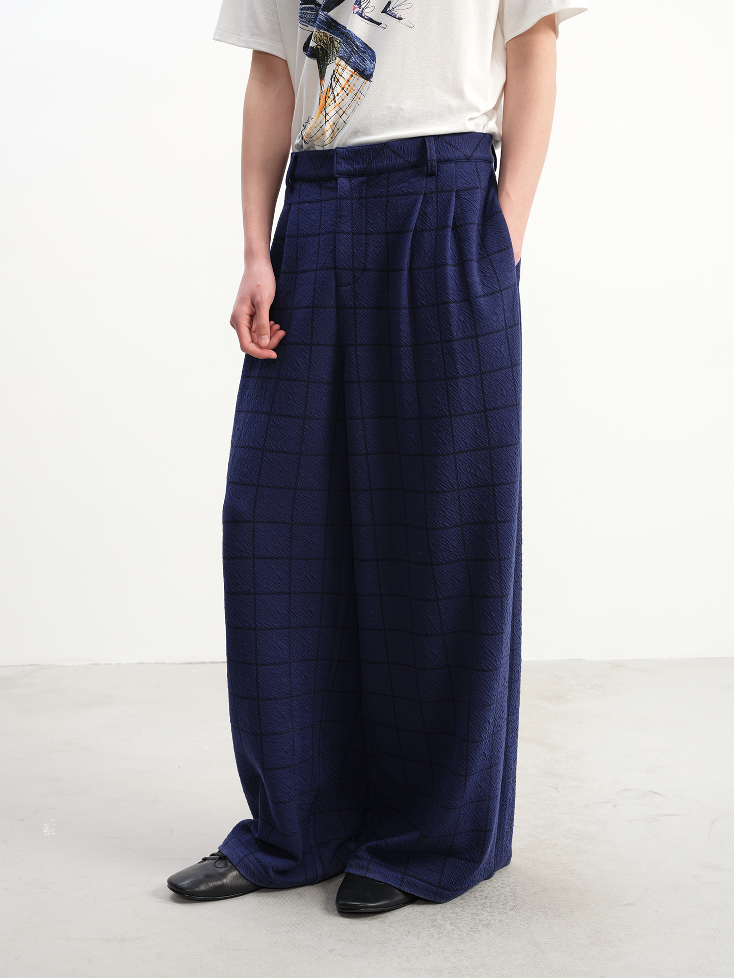 JCAESAR Plaid Casual Straight-leg Pants