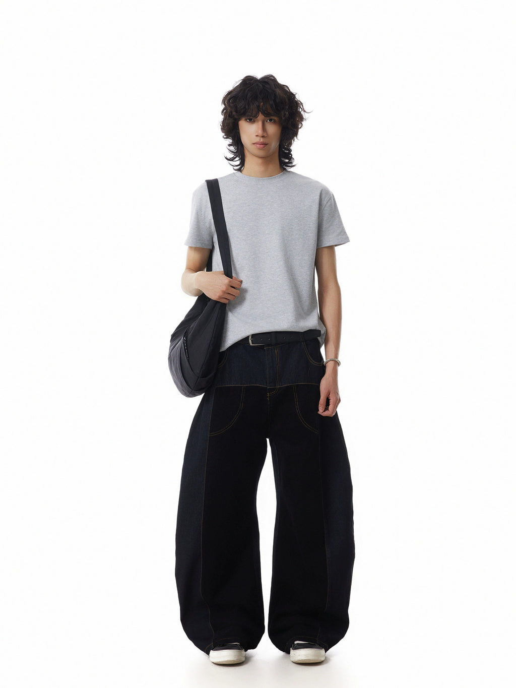 BTSG Loose Wide-leg Black Scimitar Pants
