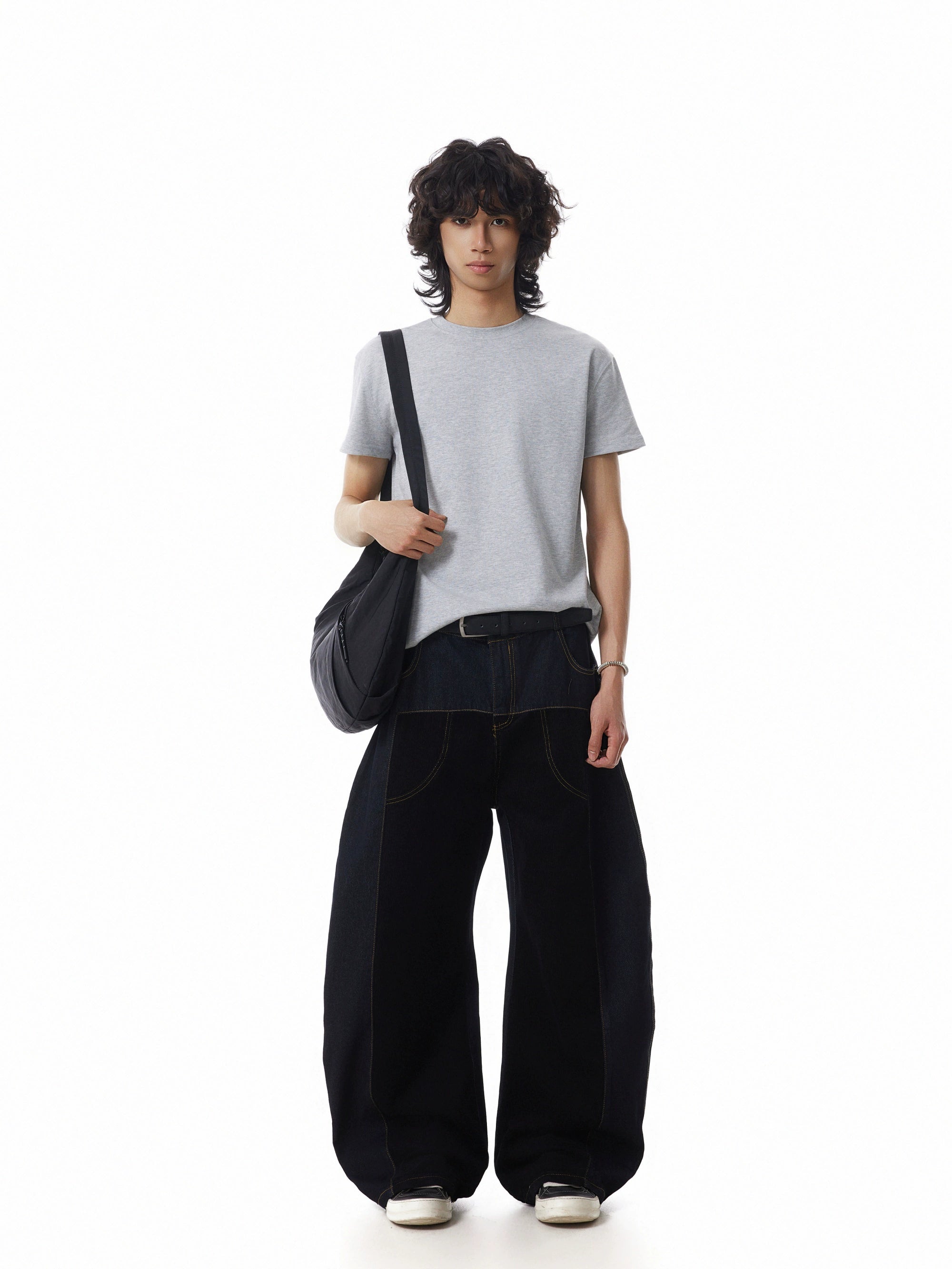 BTSG Loose Wide-leg Black Scimitar Pants