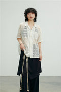 SUNYVONNE Hollow-out Sheer Casual Short-sleeve Shirt