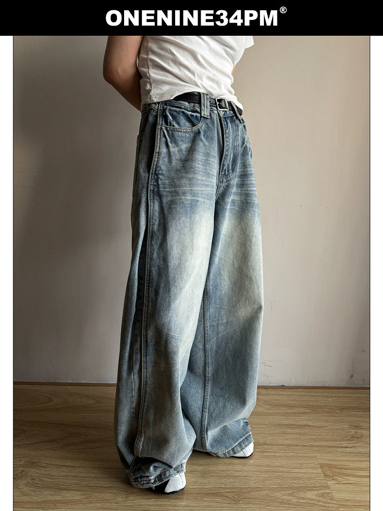 ONENINE34PM Old Cat Whisker Retro Loose Straight Jeans