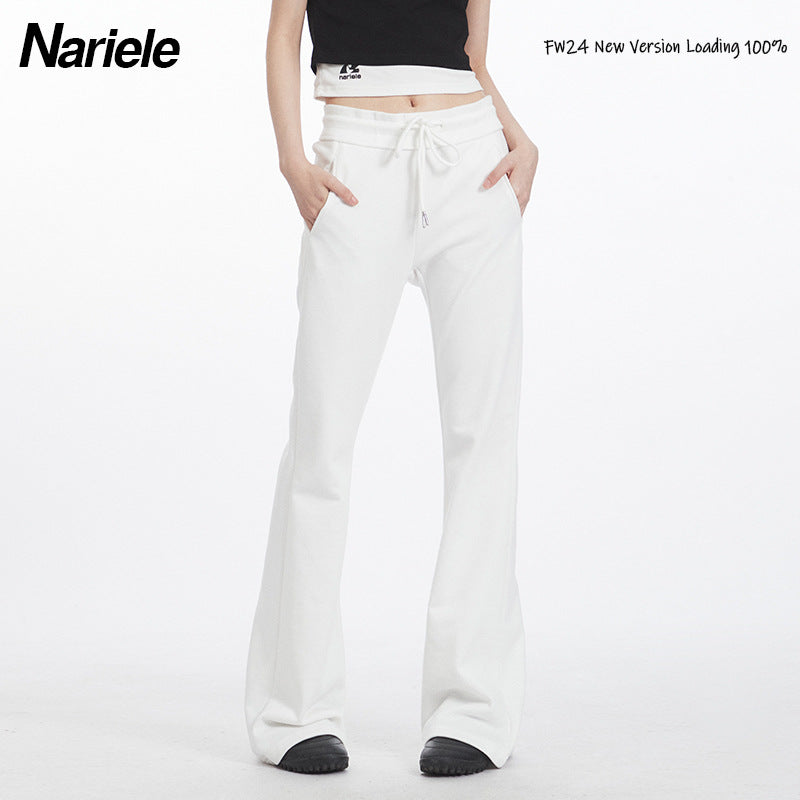 Nariele Embroidered Micro-pull Casual Sports Drawstring Pants