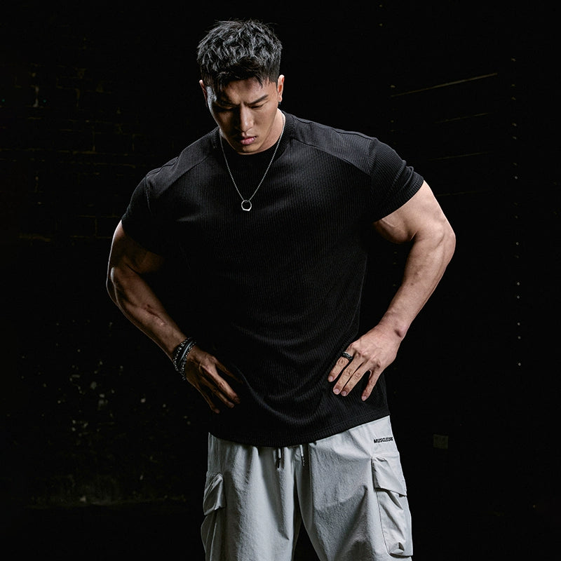 Muscle Dog Texture Elastic Breathable Tee