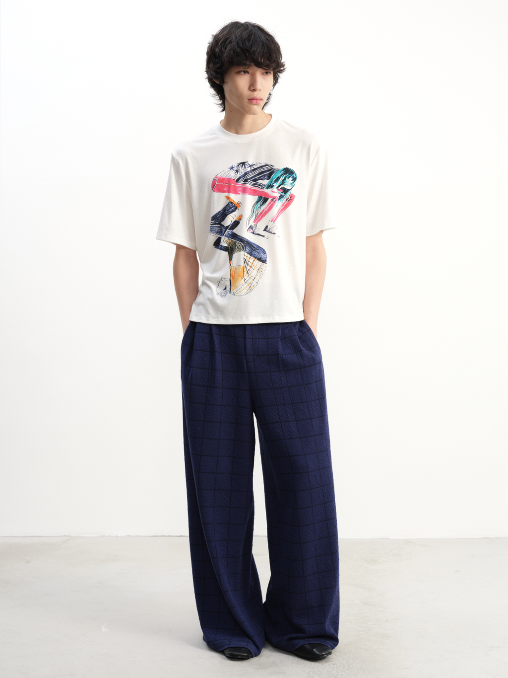 JCAESAR Plaid Casual Straight-leg Pants