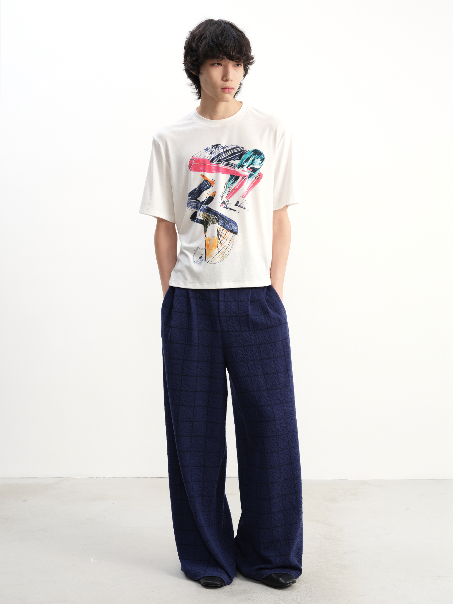 JCAESAR Plaid Casual Straight-leg Pants