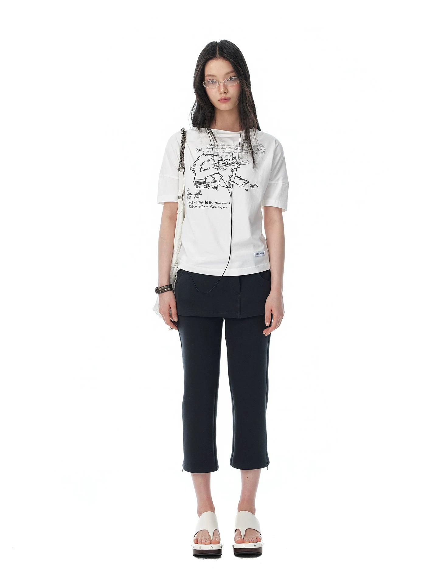 JIKOO Fried Cat Print Casual Tee