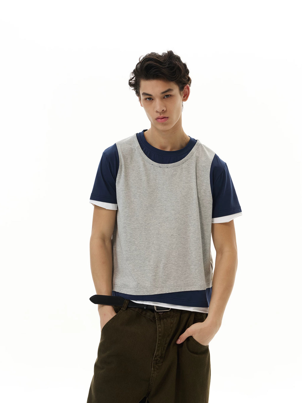 WLNEXT Retro Sports Fake Two Casual Tee